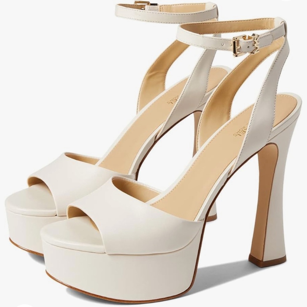 MICHAEL Michael Kors Ivory Platform Ankle-Strap Heels